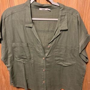 H&M Khaki Green Short Sleeve Blouse
